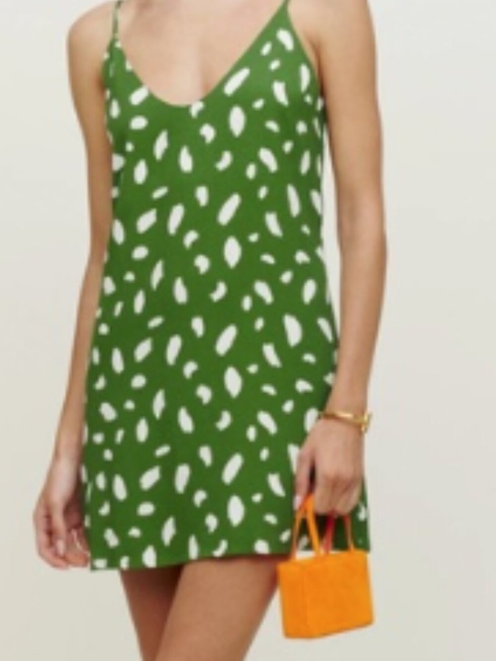 Reformation Ventura Dress Green Print Spaghetti Strap Mini Dress Size S